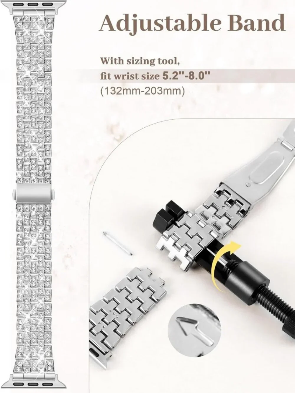 Luxury Diamond Bling Bands for Apple Watch 38mm-49mm | Metal Bracelet Strap